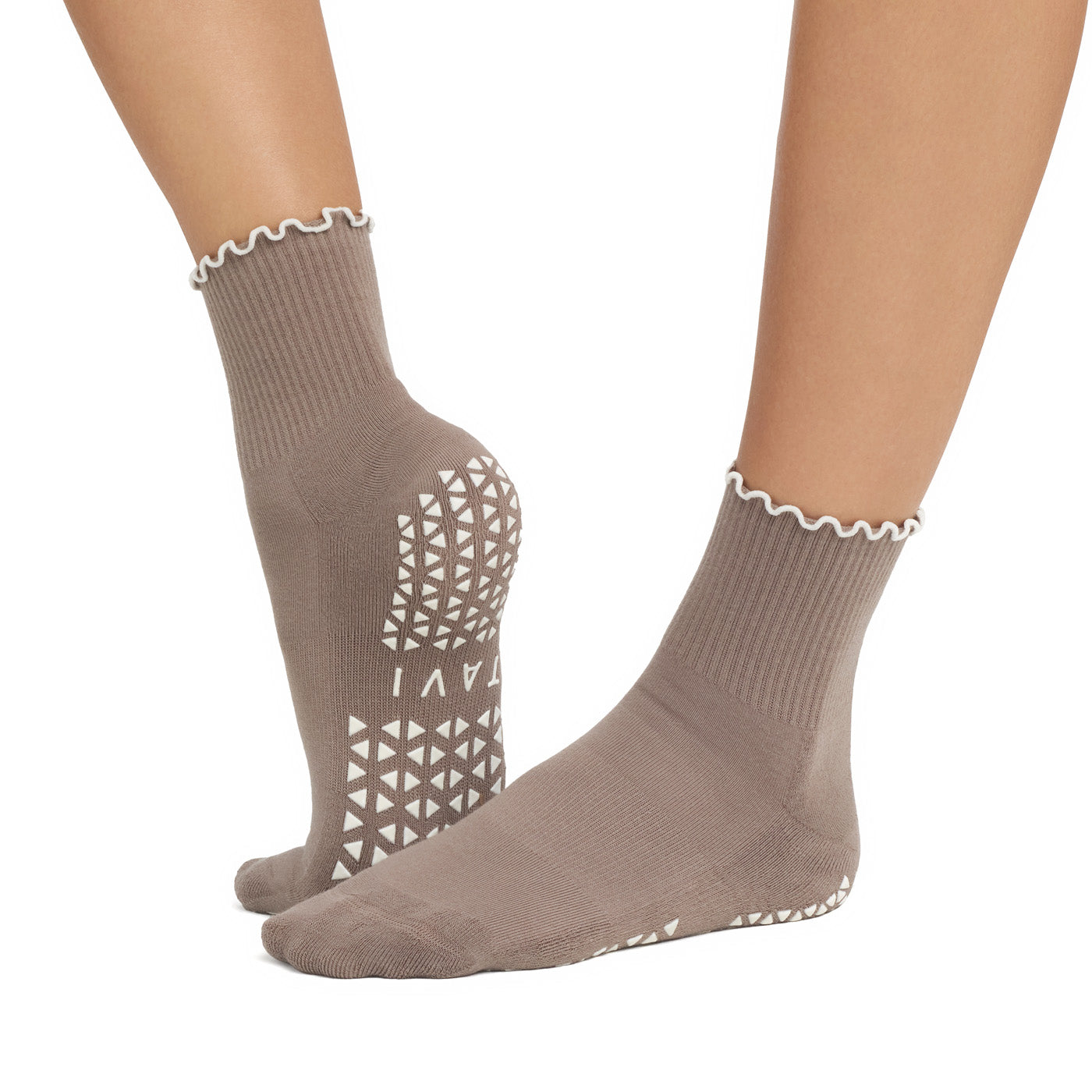 Aria Tulle Ruffle Grip Socks – Soft Blue – Tavi Active