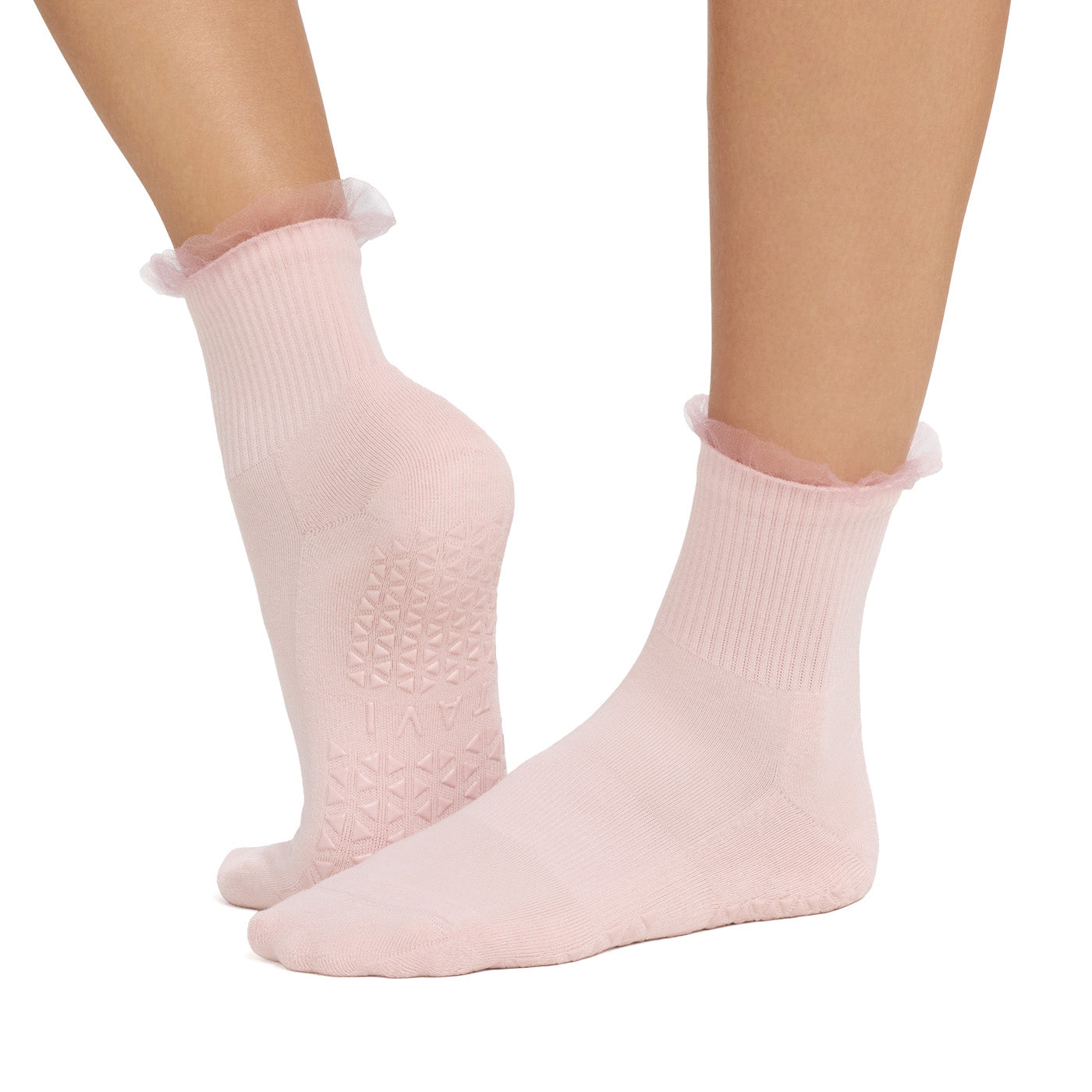 Aria Tulle Ruffle Grip Socks – Fleur Tulle – Tavi Active