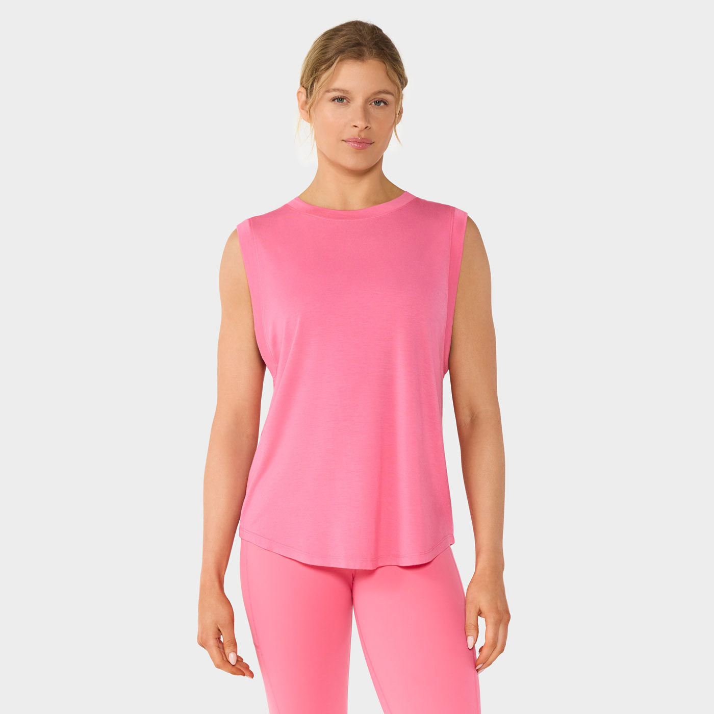 TaviLuxe® High Neck Muscle Tank – Sunset Pink – Tavi Active