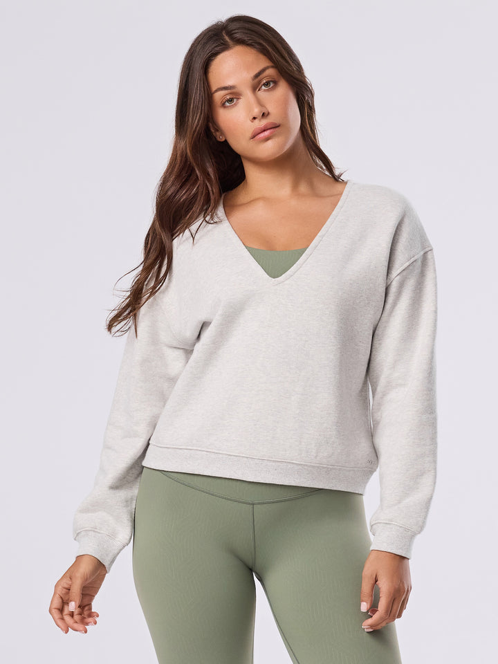 Deep V-Neck Sweatshirt | Tops > Sweaters & Hoodies | Tavi – Tavi Active