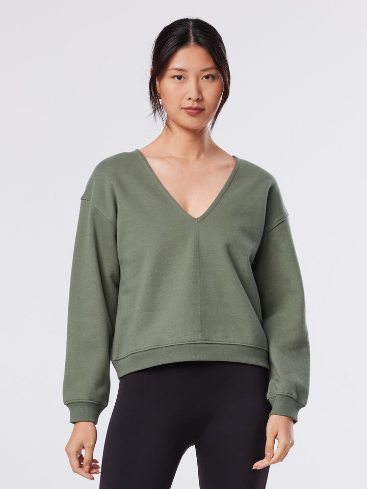 Deep V-Neck Sweatshirt | Tops > Sweaters & Hoodies | Tavi – Tavi Active