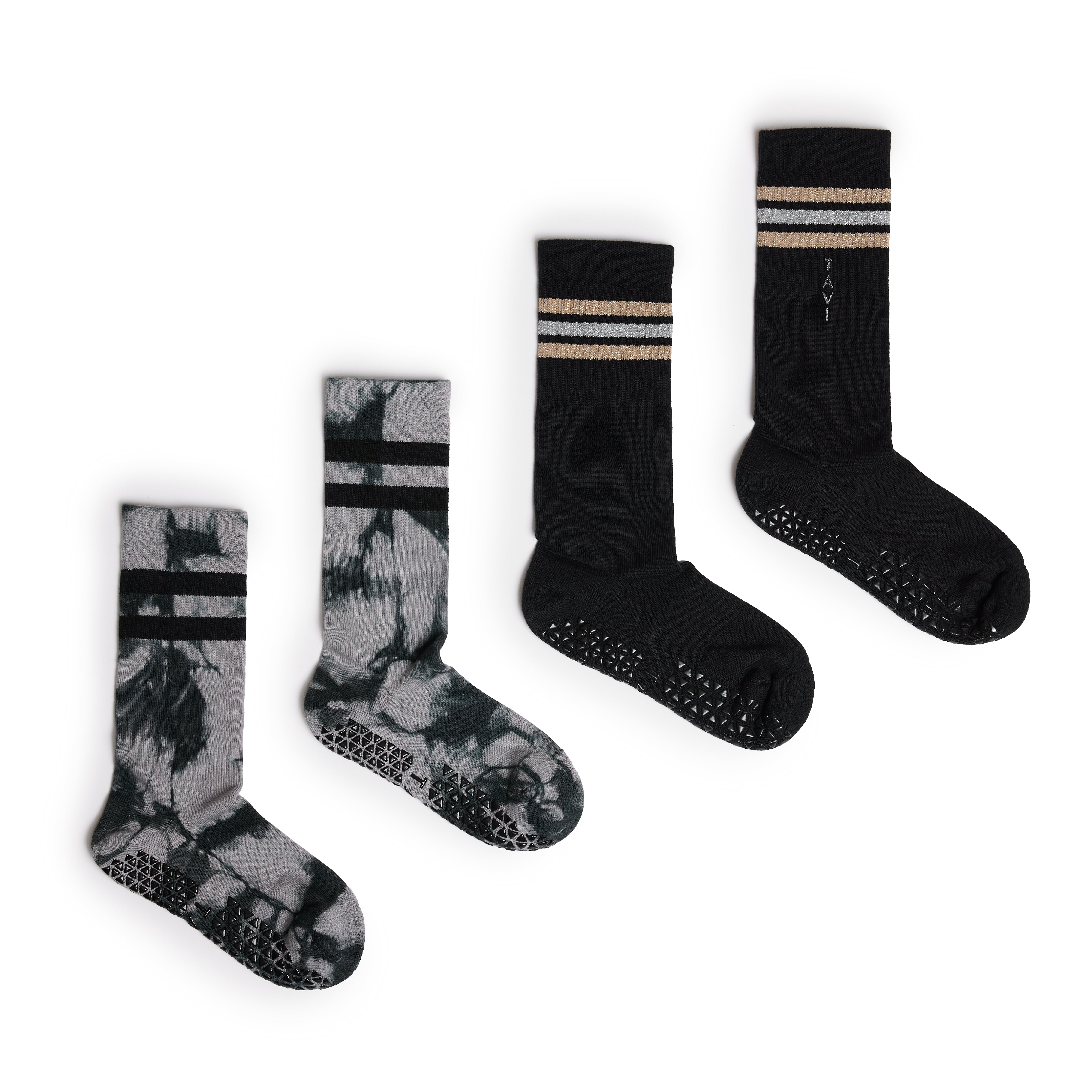TAVI Kai Fashion Crew Grip Sokken - voor Barre, Pilates en Yoga - met handgrepen voor dames en heren, Houtskool Grijs, Medium TAVI Kai Fashion Crew Grip Sokken - voor Barre, Pilates en Yoga - met handgrepen voor dames en heren, Houtskool Grijs, Medium