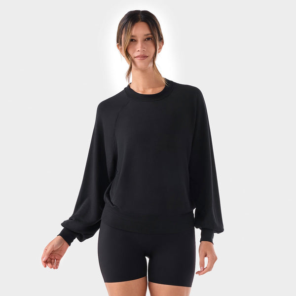 トレーナー/スウェット eaphi volume sleeve waist tuck tops 30/7ヴィンテージ裏毛 ボートネック 袖ポケ付 スウェット【MADE IN