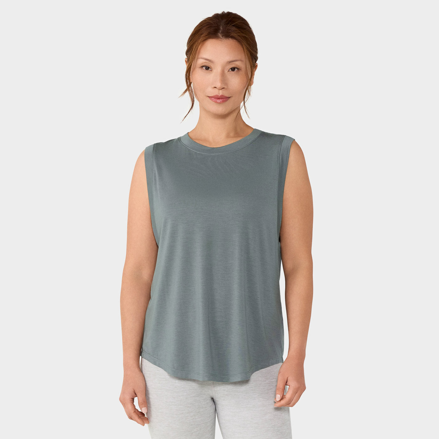 TaviLuxe® High Neck Muscle Tank – Balsam – Tavi Active