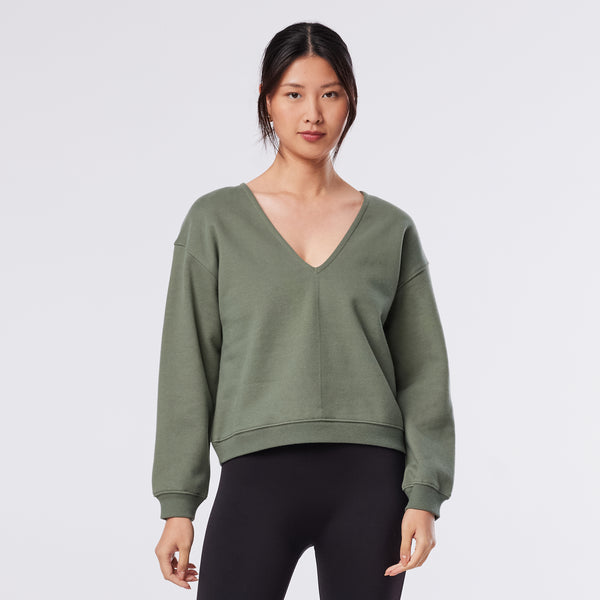 Deep V-Neck Sweatshirt – Leaf – Tavi Active
