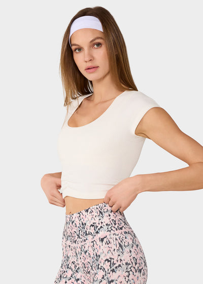 Seamless Ruched Rib Tee | Tops > Short Sleeve | Tavi – Tavi Active