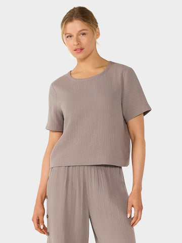 Unwind Gauze Tee | Tops > Short Sleeve | Tavi – Tavi Active