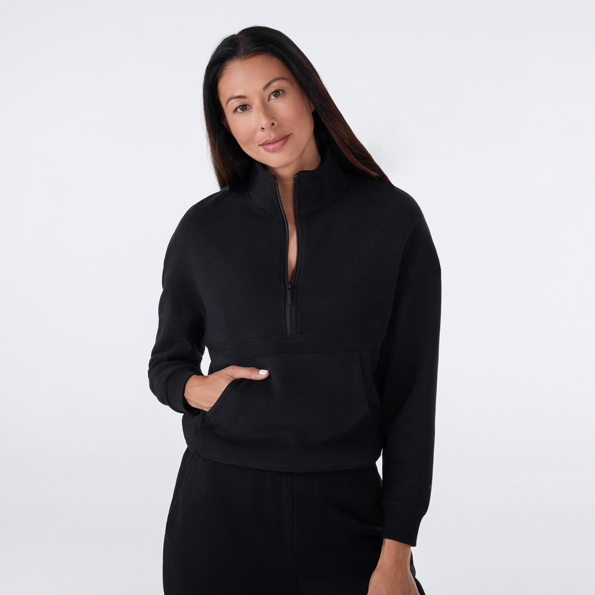 French Terry Relaxed Half Zip Sweatshirt | Tops > Sweaters & Hoodies | Tavi – Tavi Active