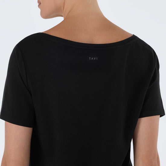 Wide Scoop Neck Relaxed Tee | Tops > Short Sleeve | Tavi – Tavi Active