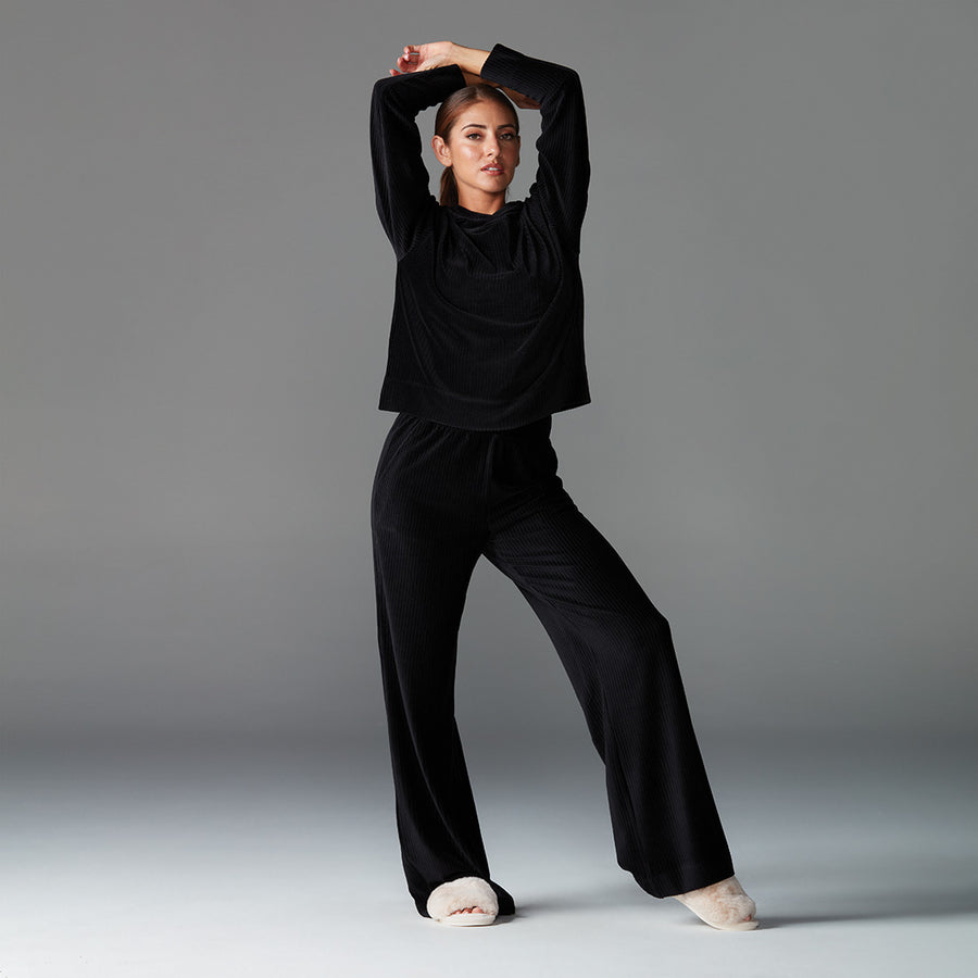 Wide Leg Brushed Rib Pant
