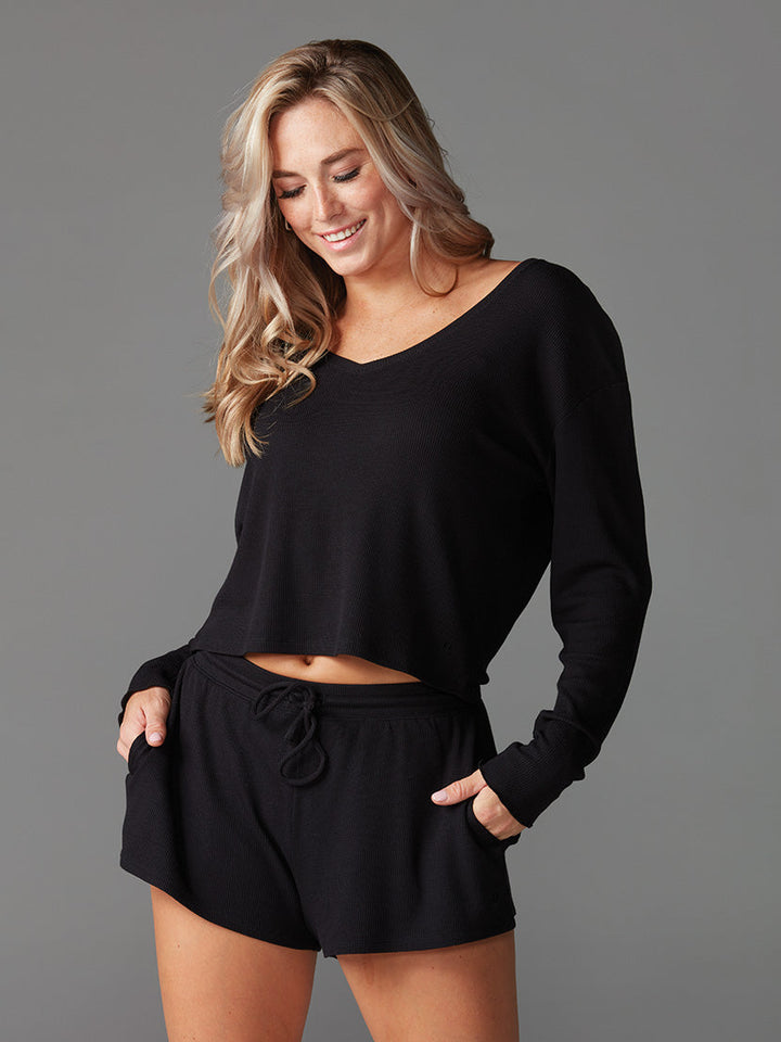 # Lounge Waffle Long Sleeve Top * | Tops > Long Sleeve | Tavi – ToeSox | Tavi | Vooray