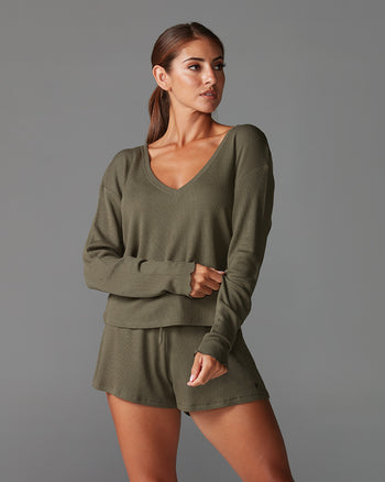 # Lounge Waffle Long Sleeve Top * | Tops > Long Sleeve | Tavi – ToeSox | Tavi | Vooray