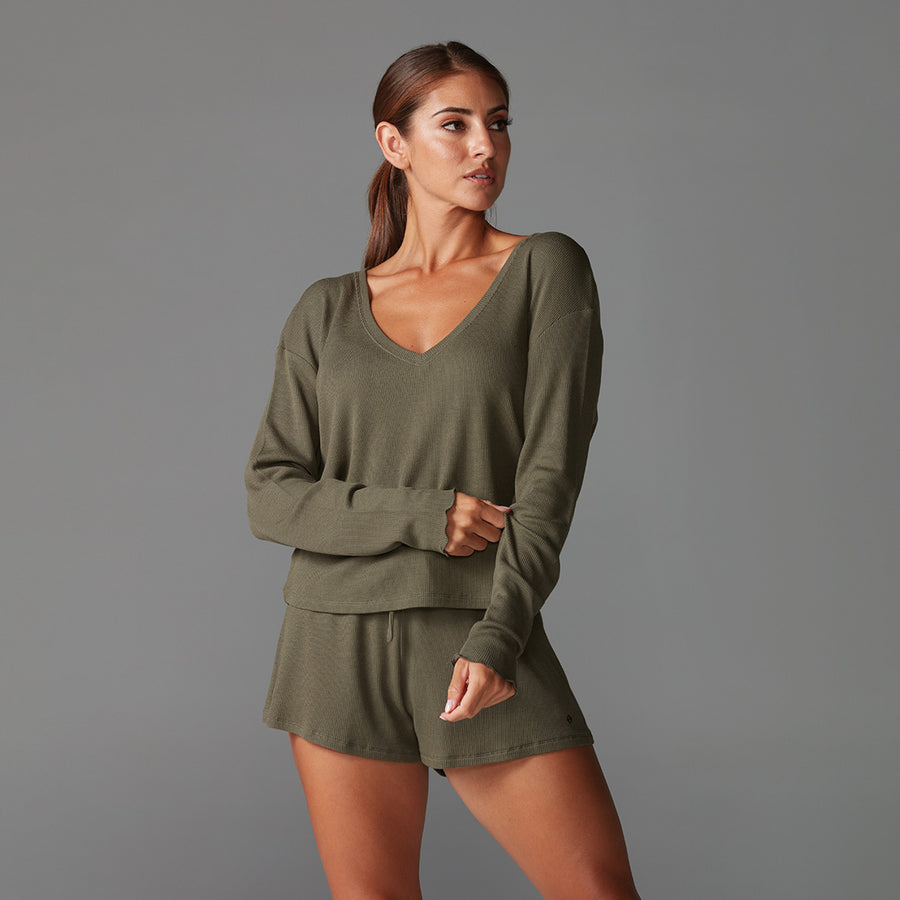 Lounge Waffle Long Sleeve Top