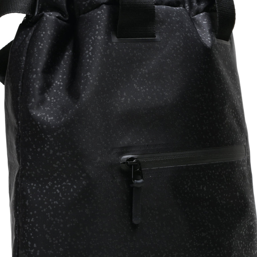 flex cinch backpack black foil zipper detail view everyday gym school