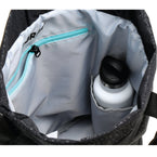 flex cinch backpack black foil interior water bottle pocket detail view everyday gym school