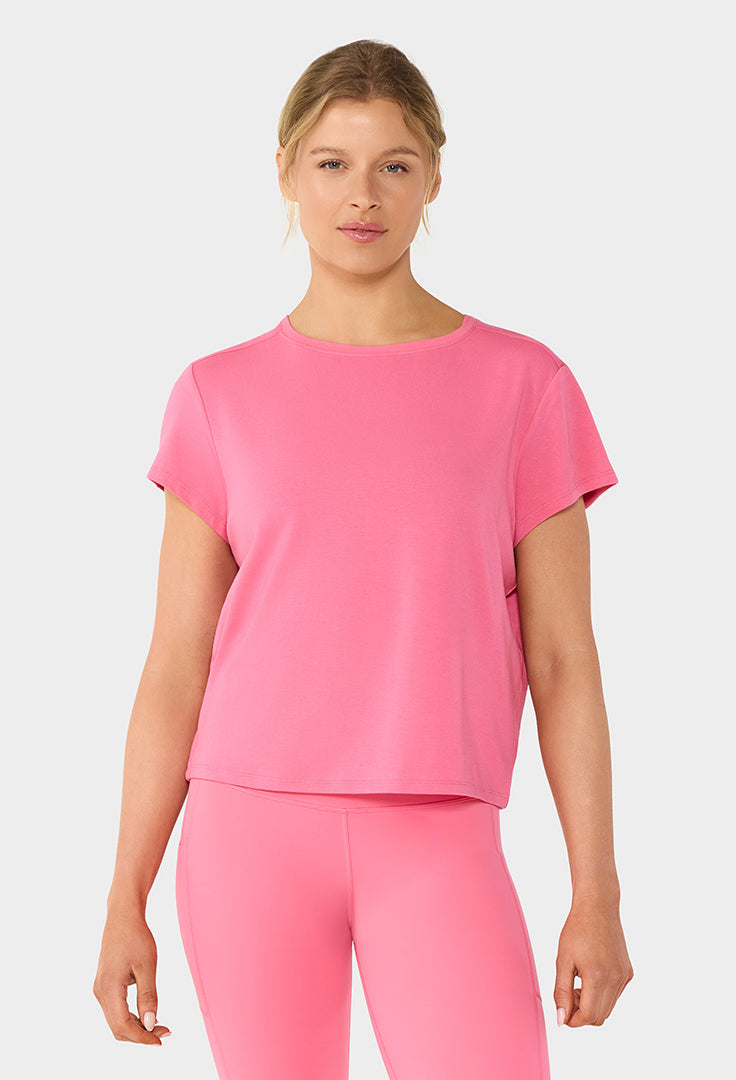 TaviLuxe® High Neck Muscle Tank – Sunset Pink – Tavi Active