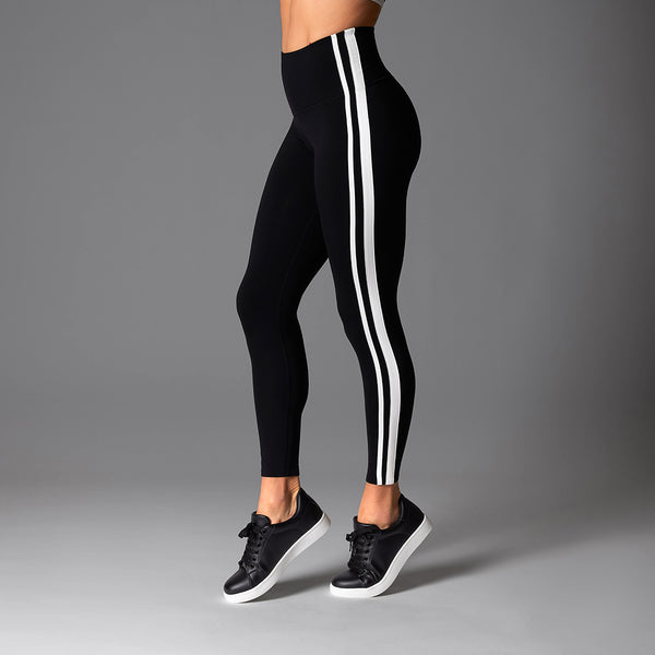 Buy NEVER LOSE Yoga Gym Dance Workout and Active Sports Fitness Side Striped  Leggings Tights for Women | Girls (S, Black Stripes) at Amazon.in