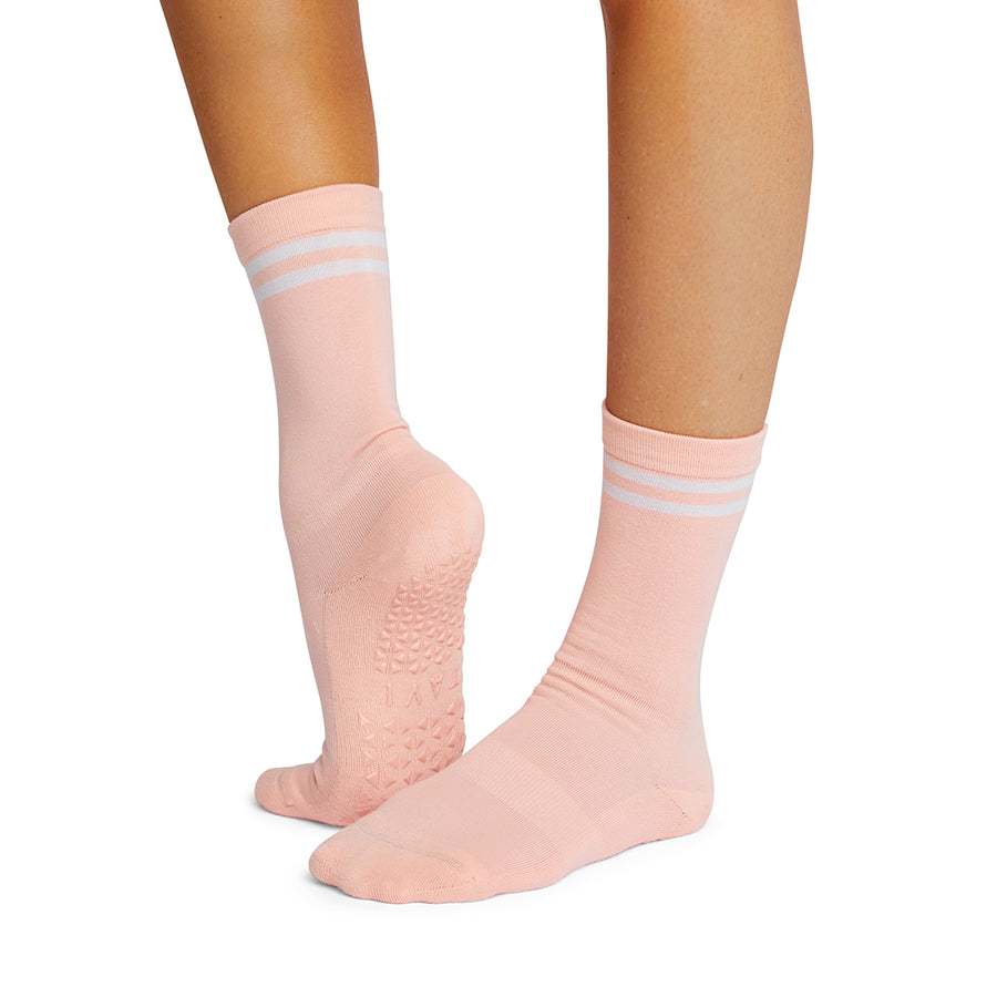 Be You White Heather Short Crew Grip Socks - Sticky Be