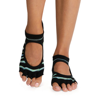 TOESOX BELLARINA Half Toe Grip Socks Black Blue Duet Yoga Pilates - Women's  Sz S