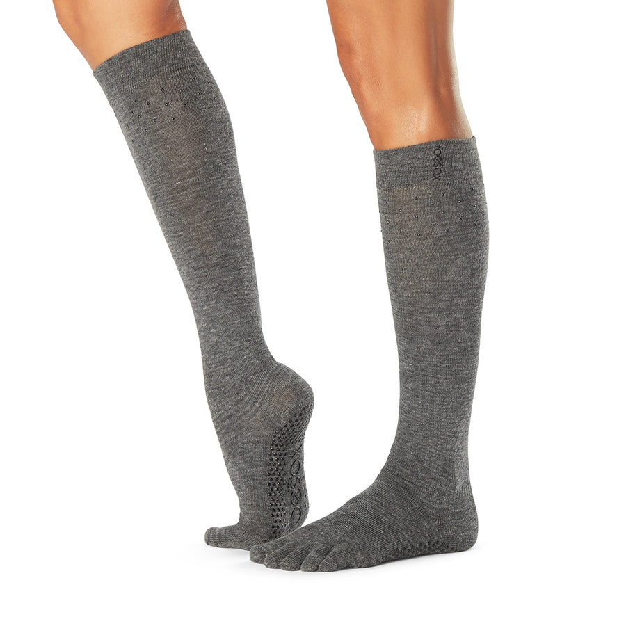 Pilates/Yoga Grip Socks - SINGLE STRAP — COZY - Cotton Knee High Pilates  Socks