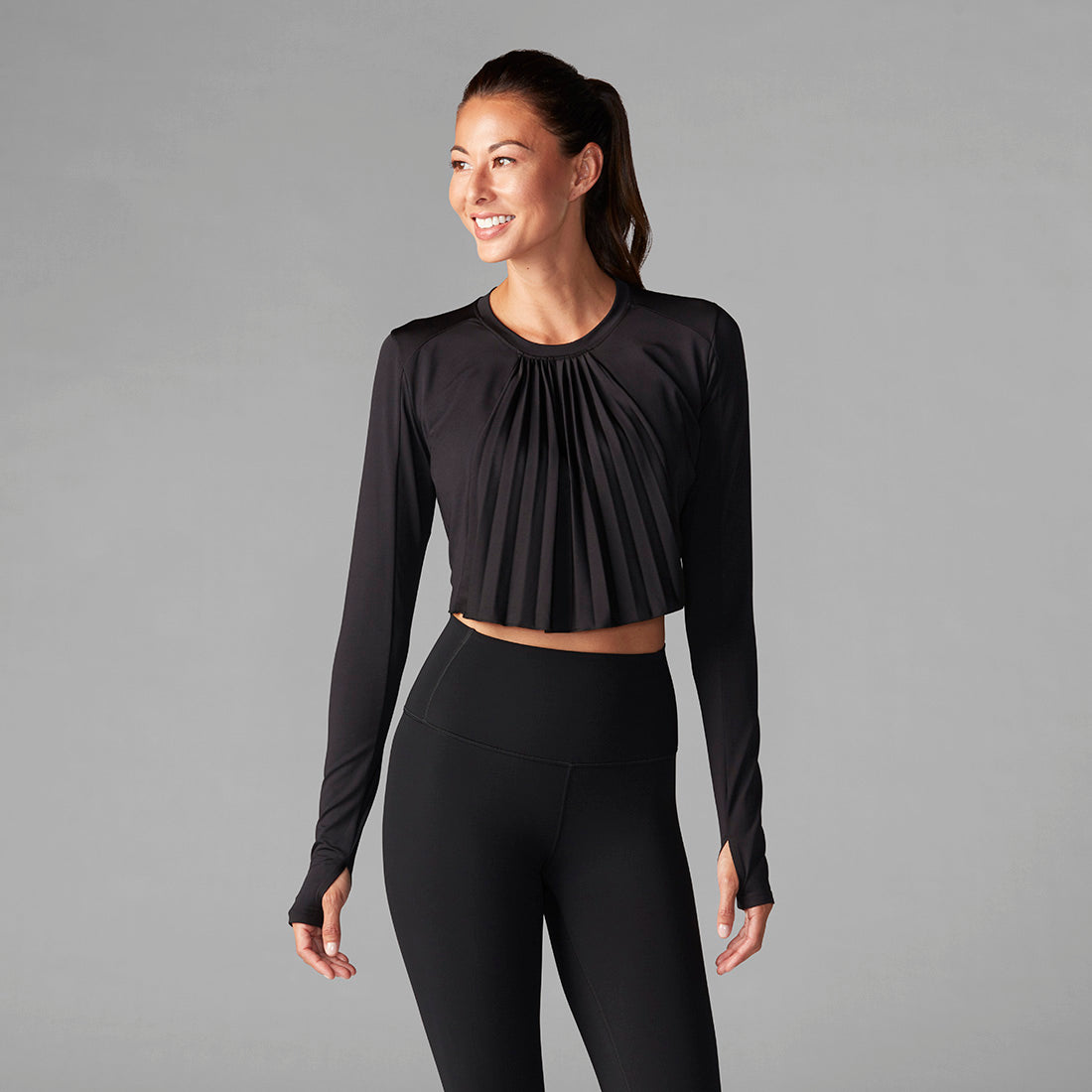 Group Pleated Long Sleeve Top