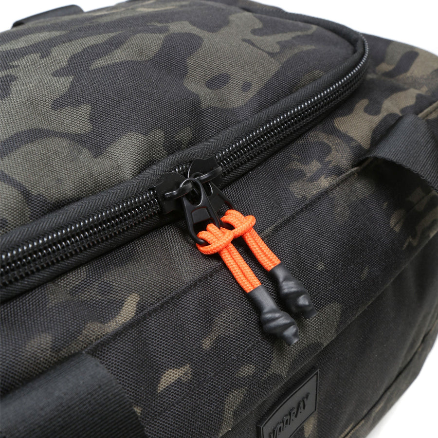 boost duffel abstract camo zipper detail view athletic gym bag