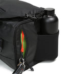 boost duffel matte black side water bottle pocket detail view athletic gym bag