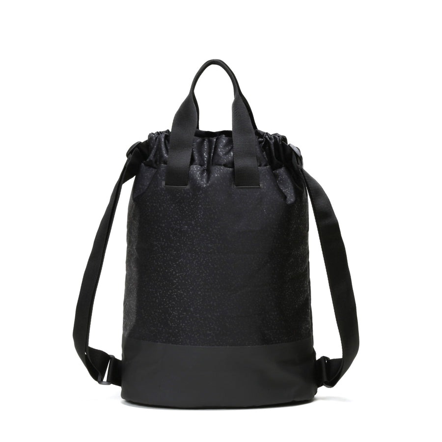 flex cinch backpack black foil back view everyday gym school