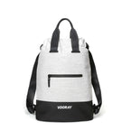 flex cinch backpack heather gray front view everyday gym school