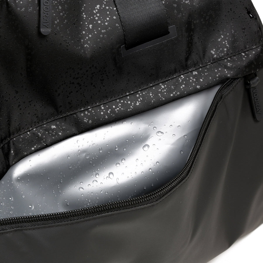trainer duffel black foil waterproof pocket detail active duffel
