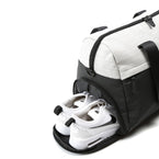 trainer duffel heather gray shoe pocket detail active duffel