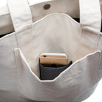 zoey tote natural cotton front pocket detail view eco everyday cotton