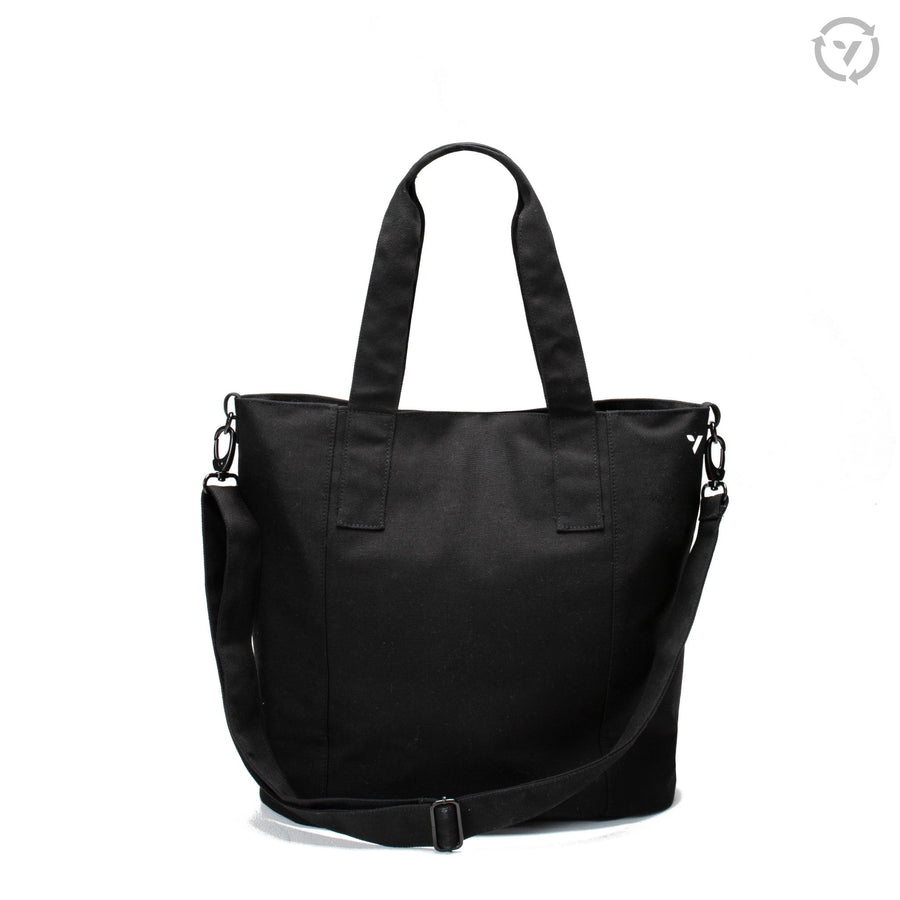 zoey tote obsidian back strap view eco everyday cotton