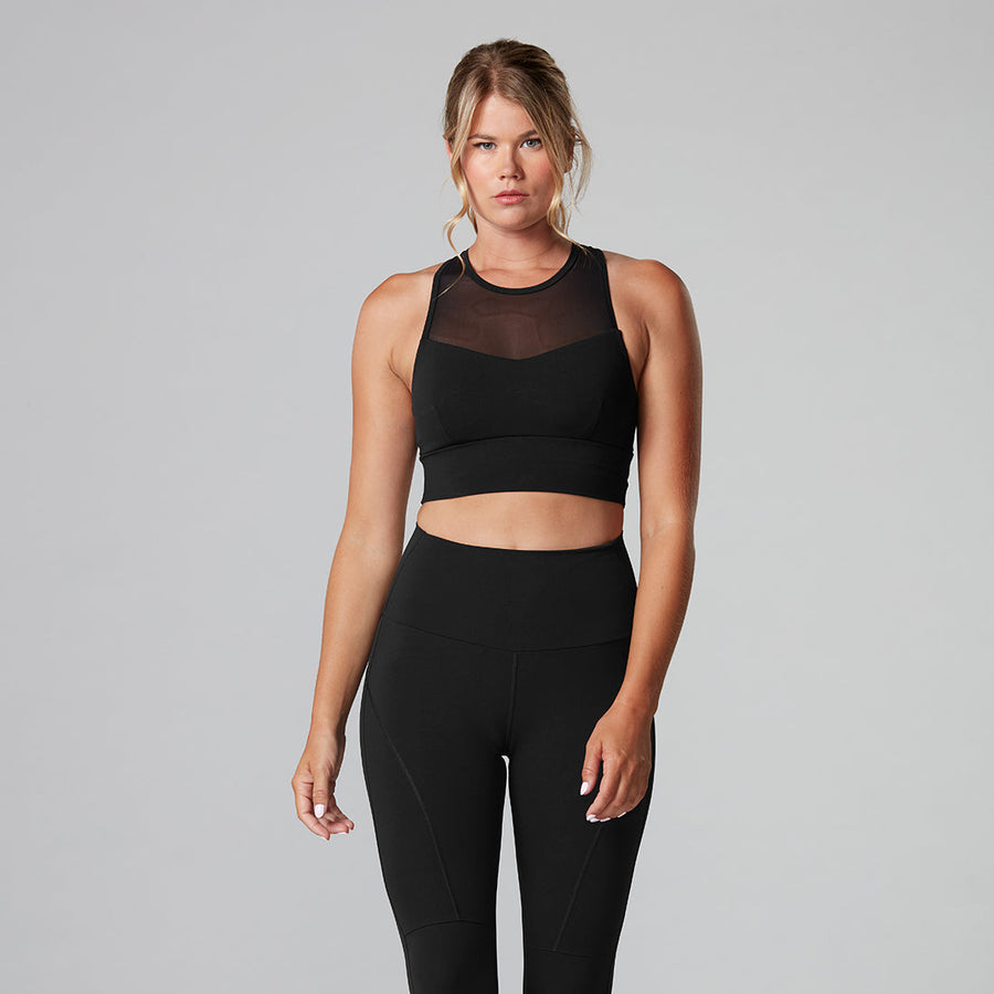 Black Strappy Sports Bra, Light to Medium Support